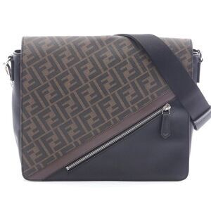 Fendi Zucca PVC Coated Canvas Leather Shoulder Bag